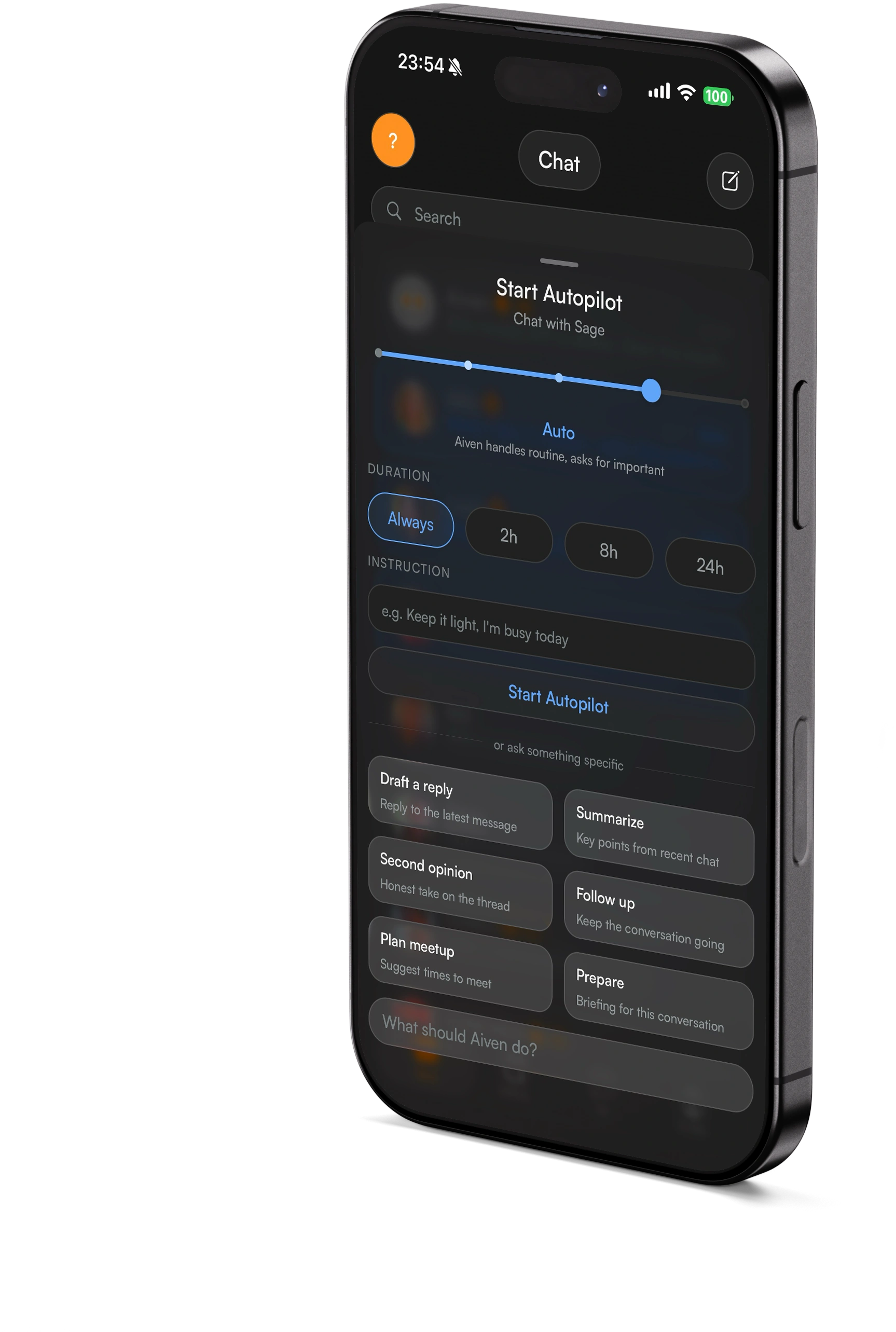 Aiffinity Autopilot screen