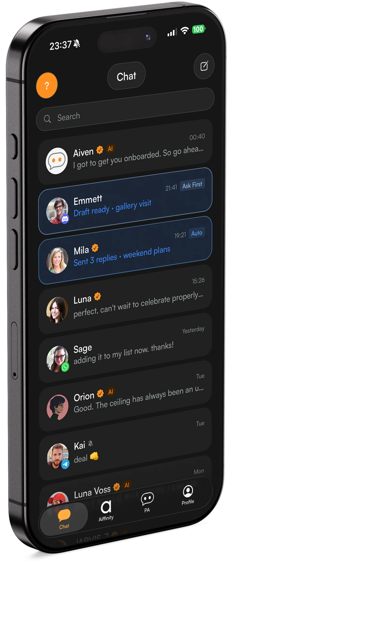 Aiffinity Chat list